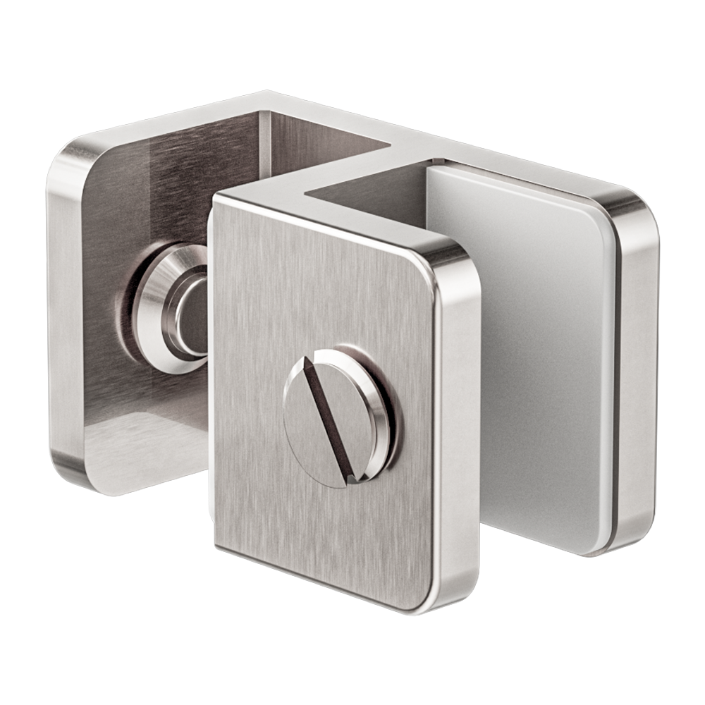 OVER-PANEL GLASS TO GLASS FITTING 10MM GLASS BRUSHED NICKEL