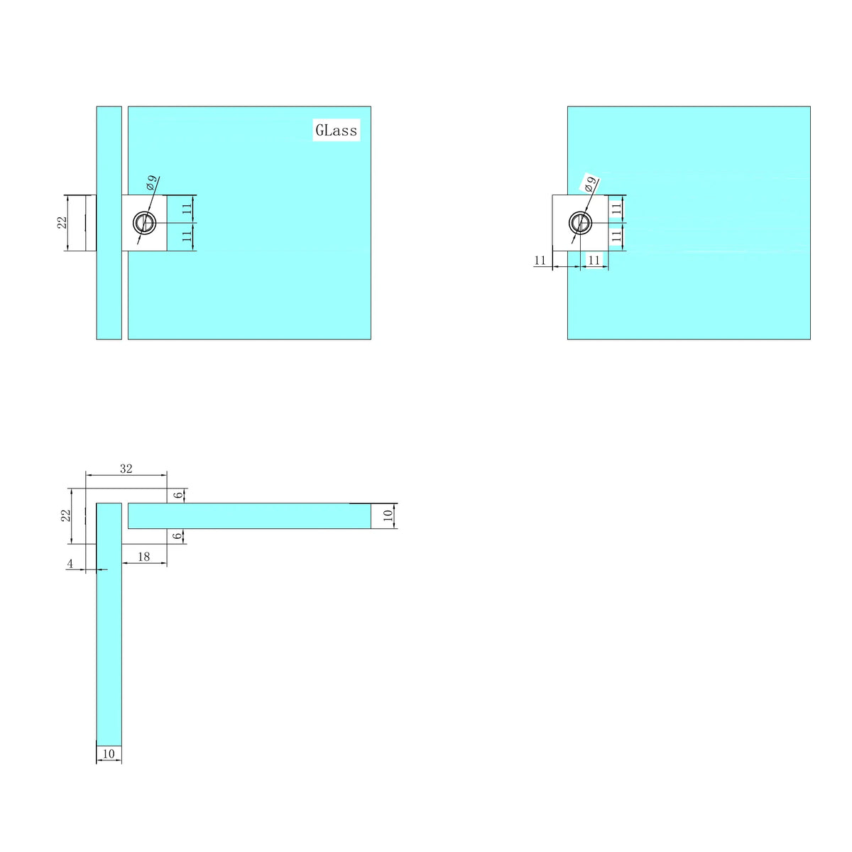 Over-Panel Glass To Glass Fitting 10MM Glass Brushed Gold — Gold & Brass, Shower Screen Hardware