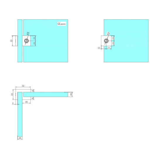OVER-PANEL GLASS TO GLASS FITTING 10MM GLASS GUN METAL