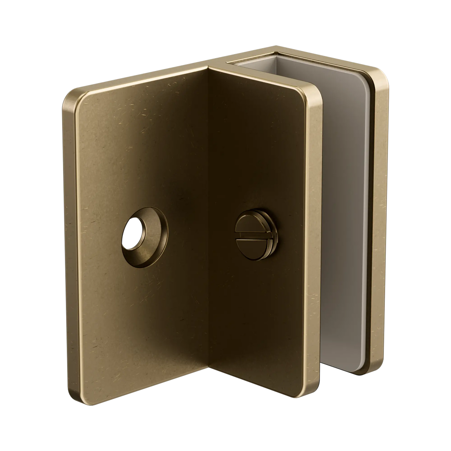 Shower F Bracket 10mm Glass Tumbled Antique Brass