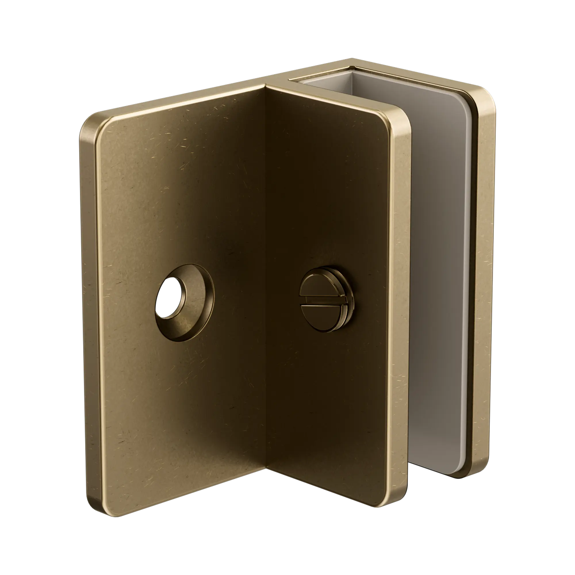 Shower F Bracket 10mm Glass Tumbled Antique Brass