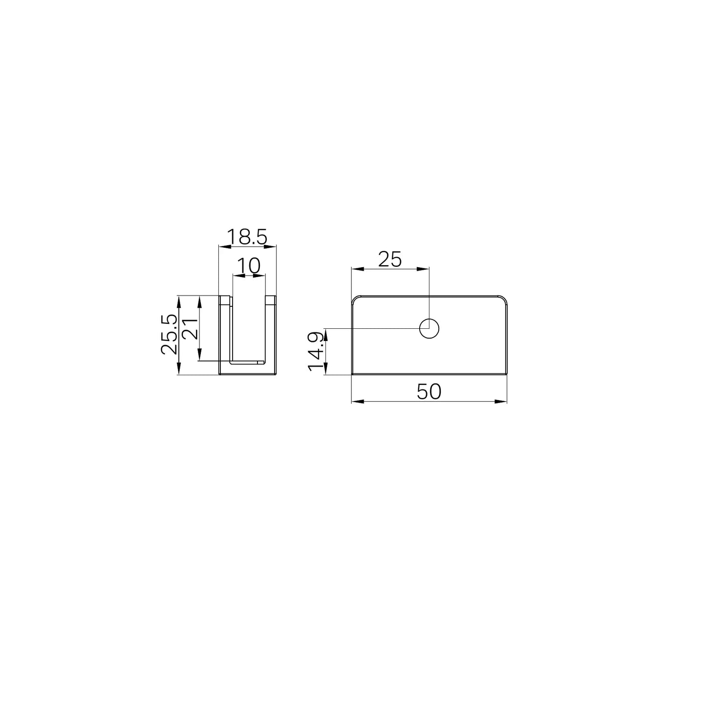 Shower U Bracket 10mm Glass Rome Bronze