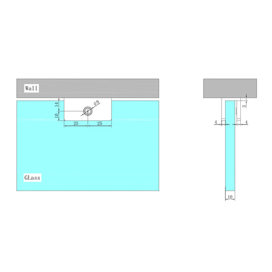 SHOWER U BRACKET 10MM GLASS GUN METAL