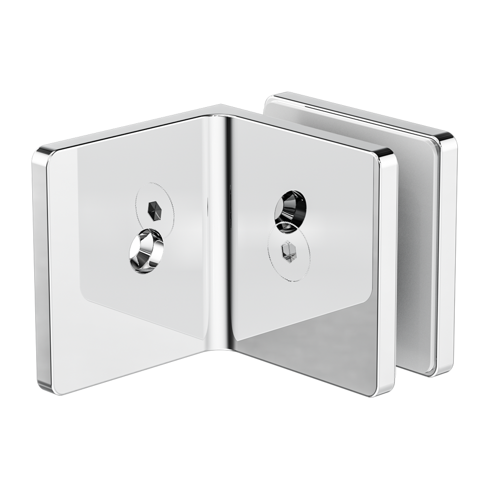 90 DEGREE GLASS TO WALL BRACKET 10MM GLASS CHROME