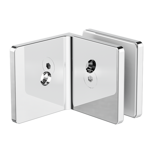 90 DEGREE GLASS TO WALL BRACKET 10MM GLASS CHROME