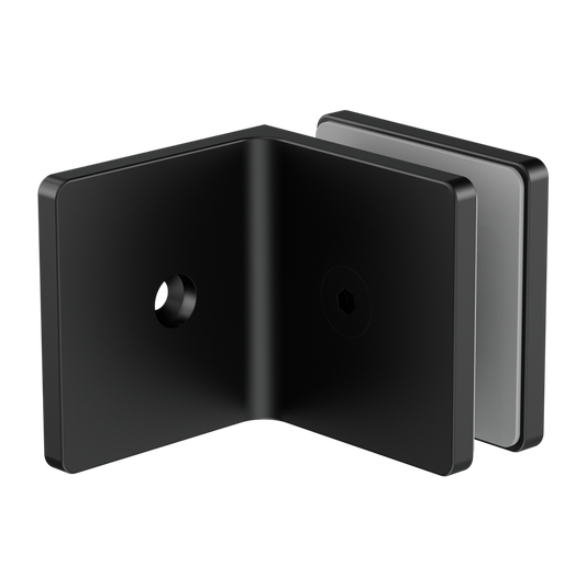 90 DEGREE GLASS TO WALL BRACKET 10MM GLASS MATTE BLACK