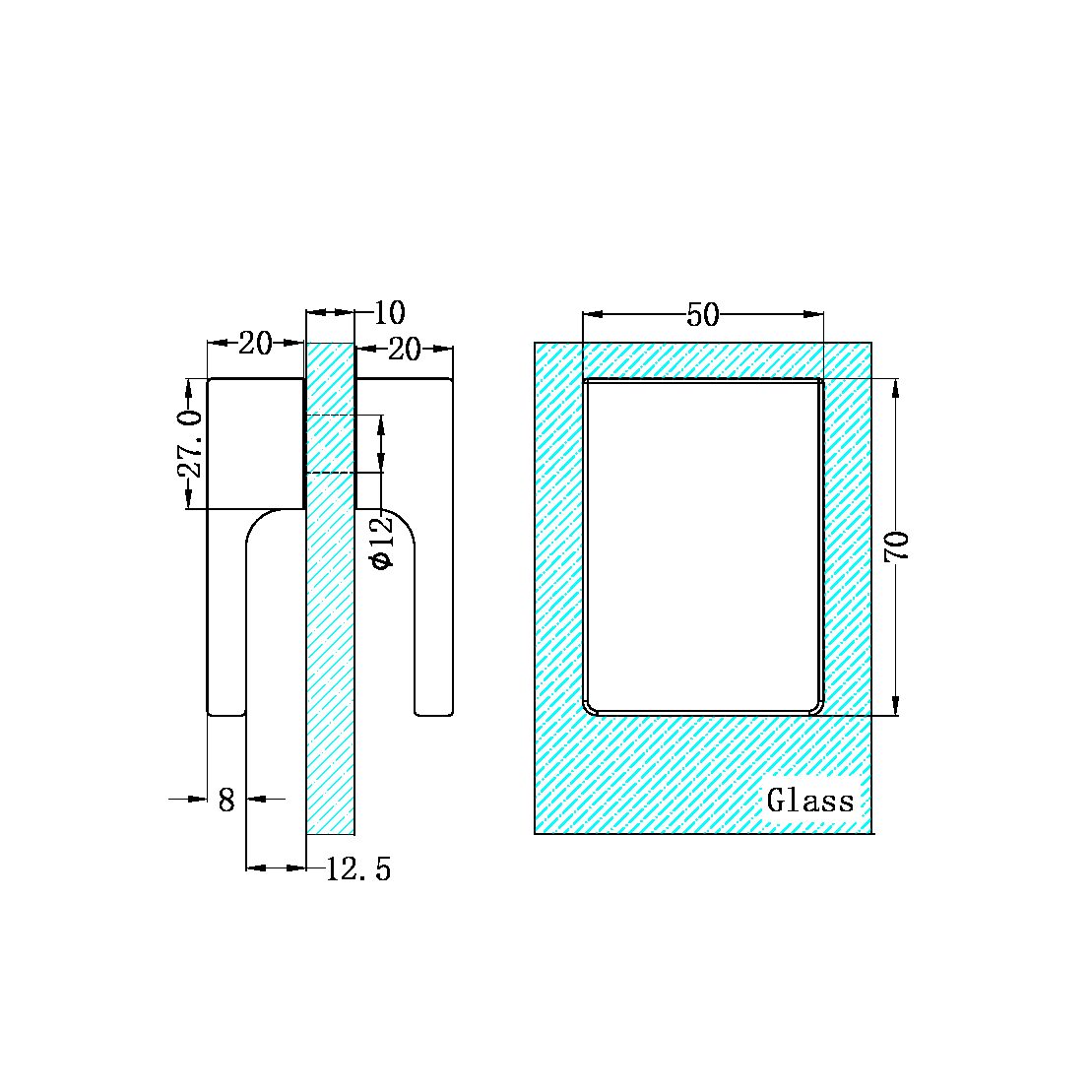 SQUARE SHOWER KNOB HANDLE BRUSHED NICKEL