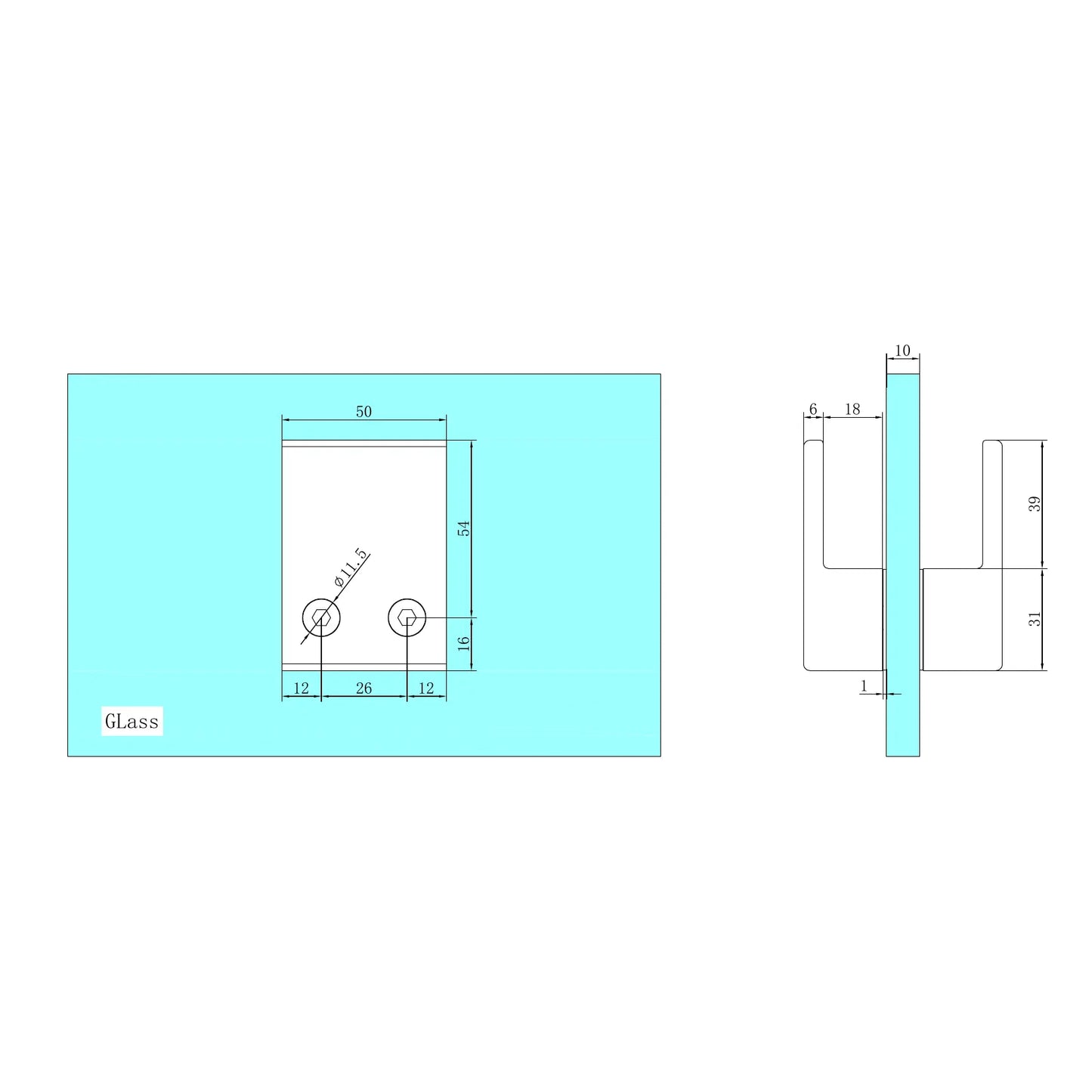 SQUARE SHOWER KNOB HANDLE GUN METAL