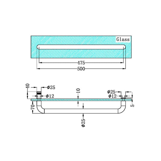 TOWEL BAR 500MM BRUSHED NICKEL