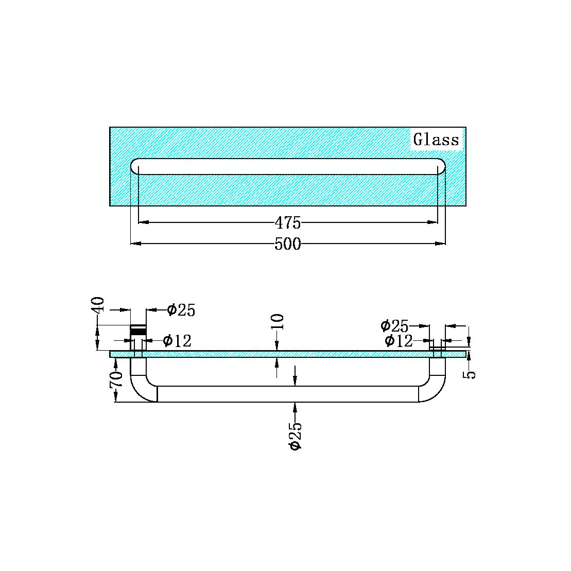 TOWEL BAR 500MM CHROME