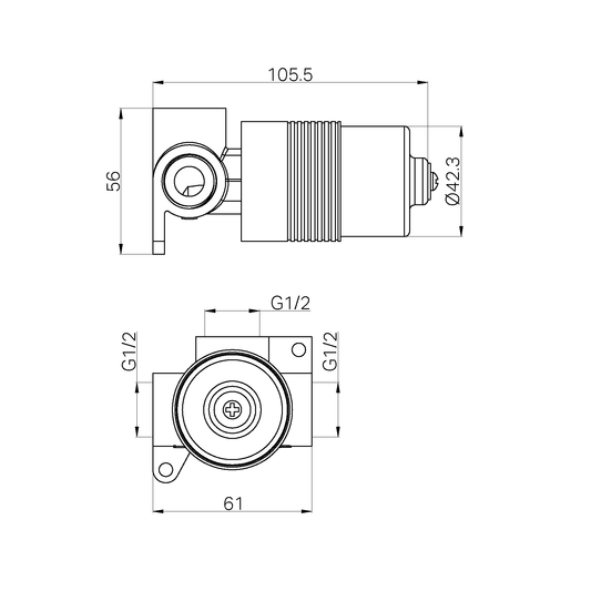 PROJECT 35MM UNIVERSAL SHOWER MIXER BODY ONLY (NRUB002)