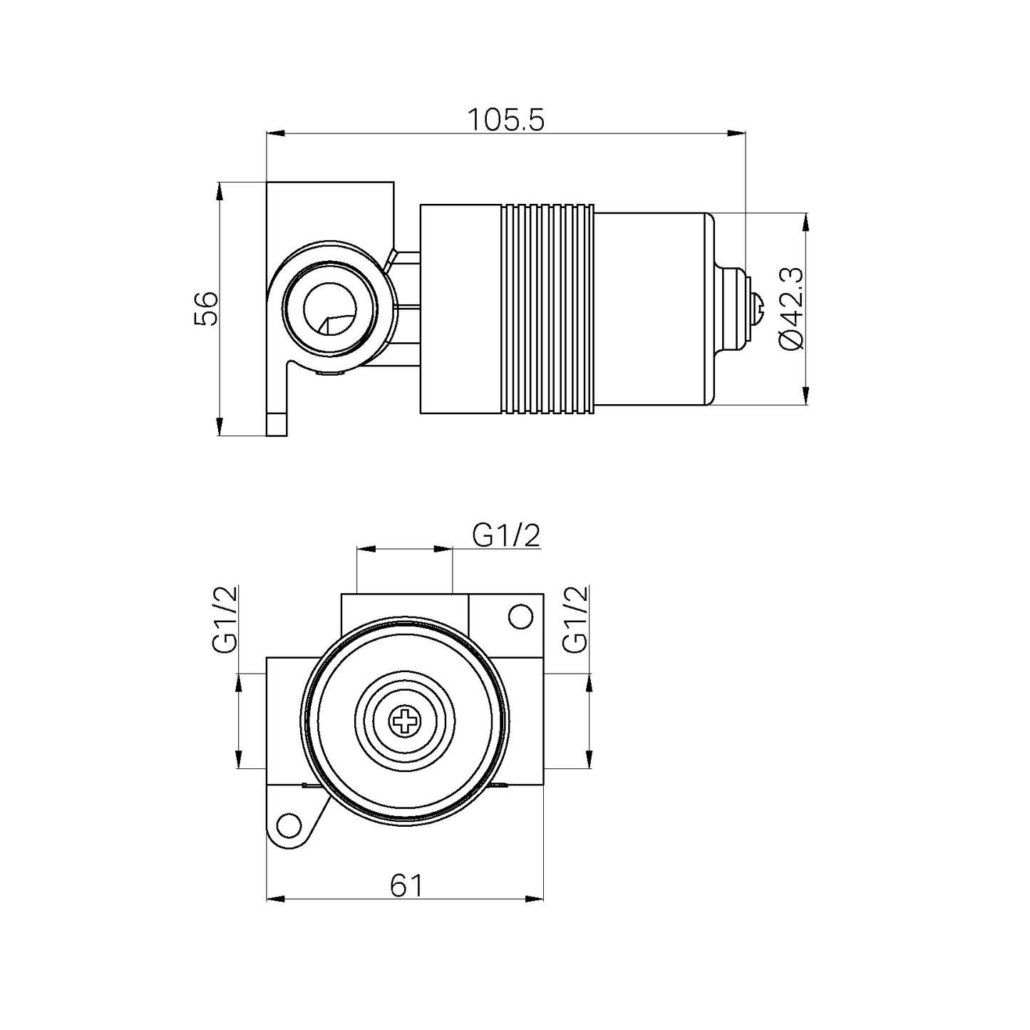 PREMIUM 35MM UNIVERSAL SHOWER MIXER BODY ONLY (NRUB002P)