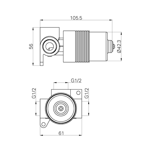 PREMIUM 35MM UNIVERSAL SHOWER MIXER BODY ONLY (NRUB002P)