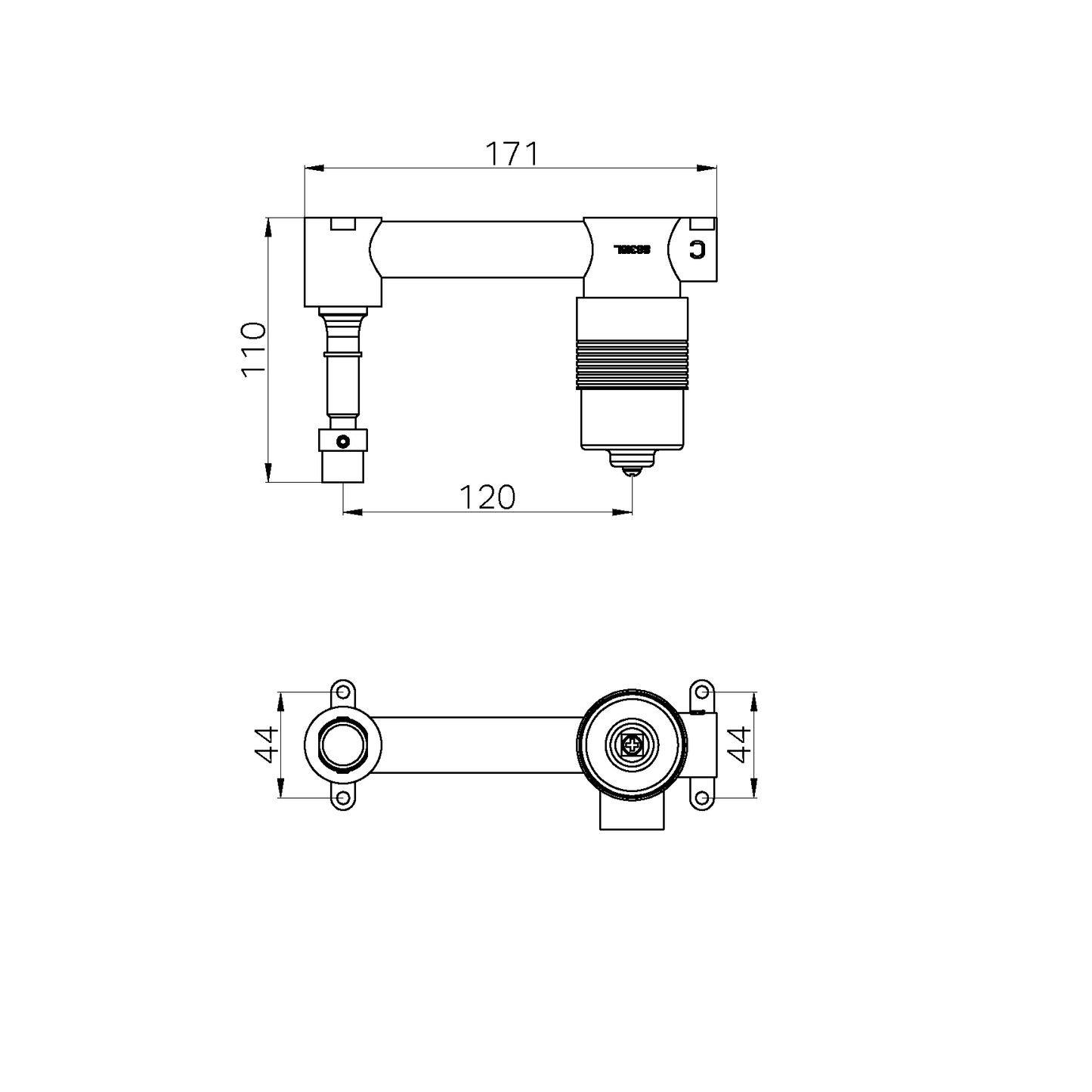 SS316L PROGRESSIVE UNIVERSAL WALL BASIN/BATH MIXER BODY ONLY (NRUB007)
