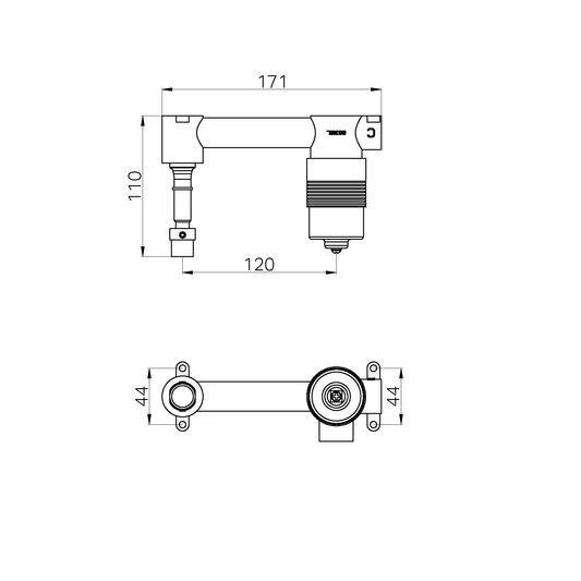 SS316L PROGRESSIVE UNIVERSAL WALL BASIN/BATH MIXER BODY ONLY (NRUB007)