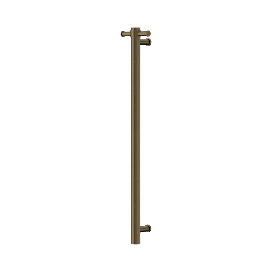 Mecca 12V Single Vertical Heated Towel Rail Tumbled Antique Brass