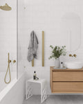 VP900BB Brushed Brass Flat Pill 12V Vertical Single Heated Towel Rail