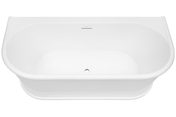 Oxford 1700 Back-To-Wall Freestanding Bath with Integrated Overflow — White Baths, Acrylic Baths, Back to Wall & Corner Baths
