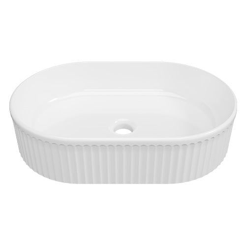 Timberline Oval Flute Basin White Gloss