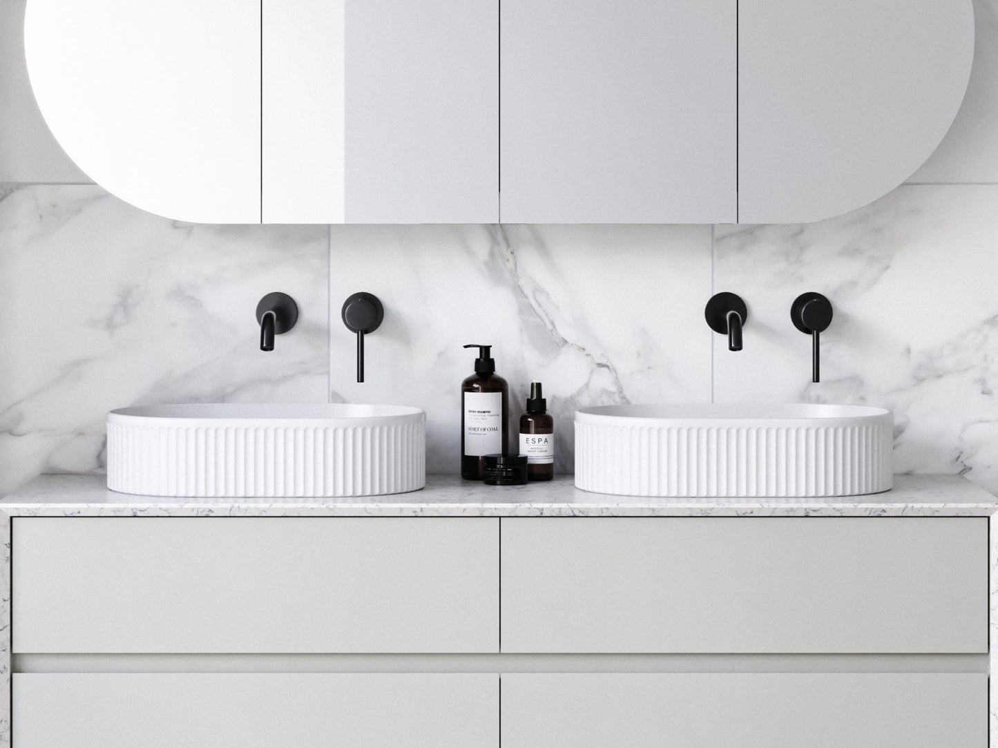 Timberline Oval Flute Basin White Gloss
