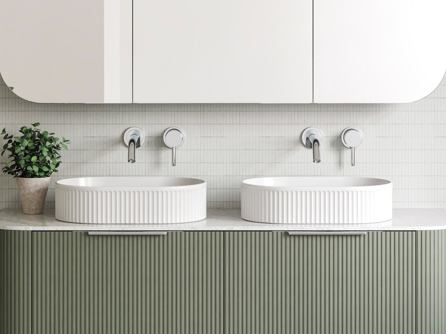 Timberline Oval Flute Basin White Gloss