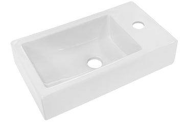 Decina Prima Powder Room Wall Basin — White & Neutral, Ceramic, Wall Hung, Rectangle