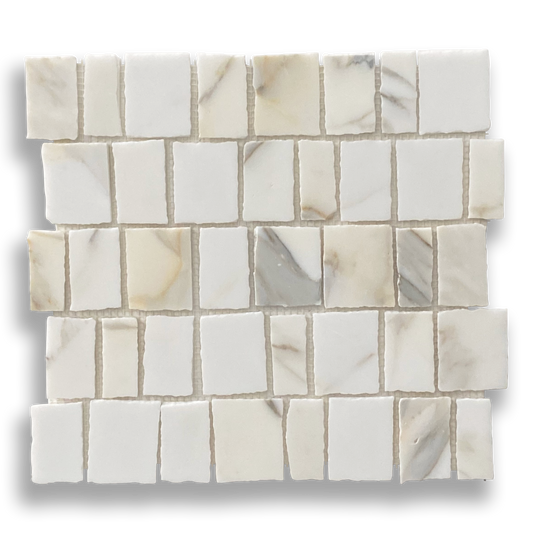 PACIANO CALACATTA GOLD NATURAL STONE ARTISAN CUT MOSAIC TILE