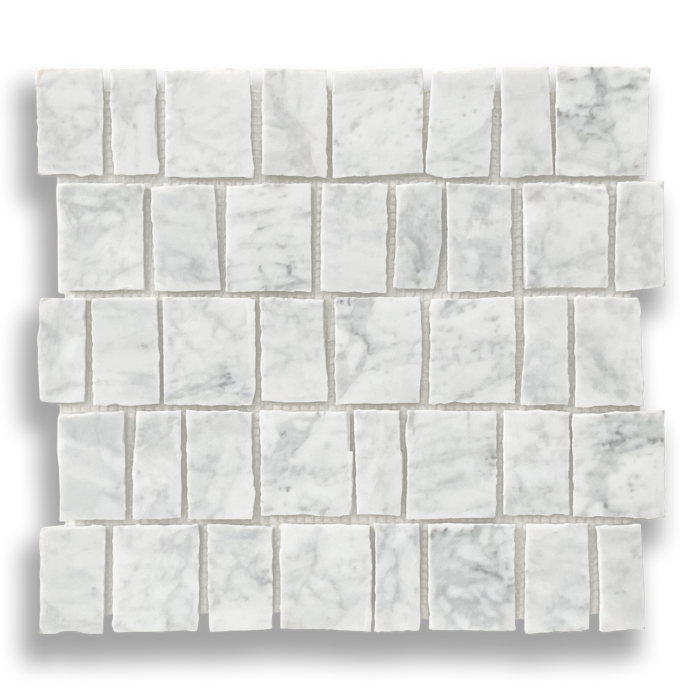 PACIANO CARRARA NATURAL STONE ARTISAN CUT MOSAIC TILE