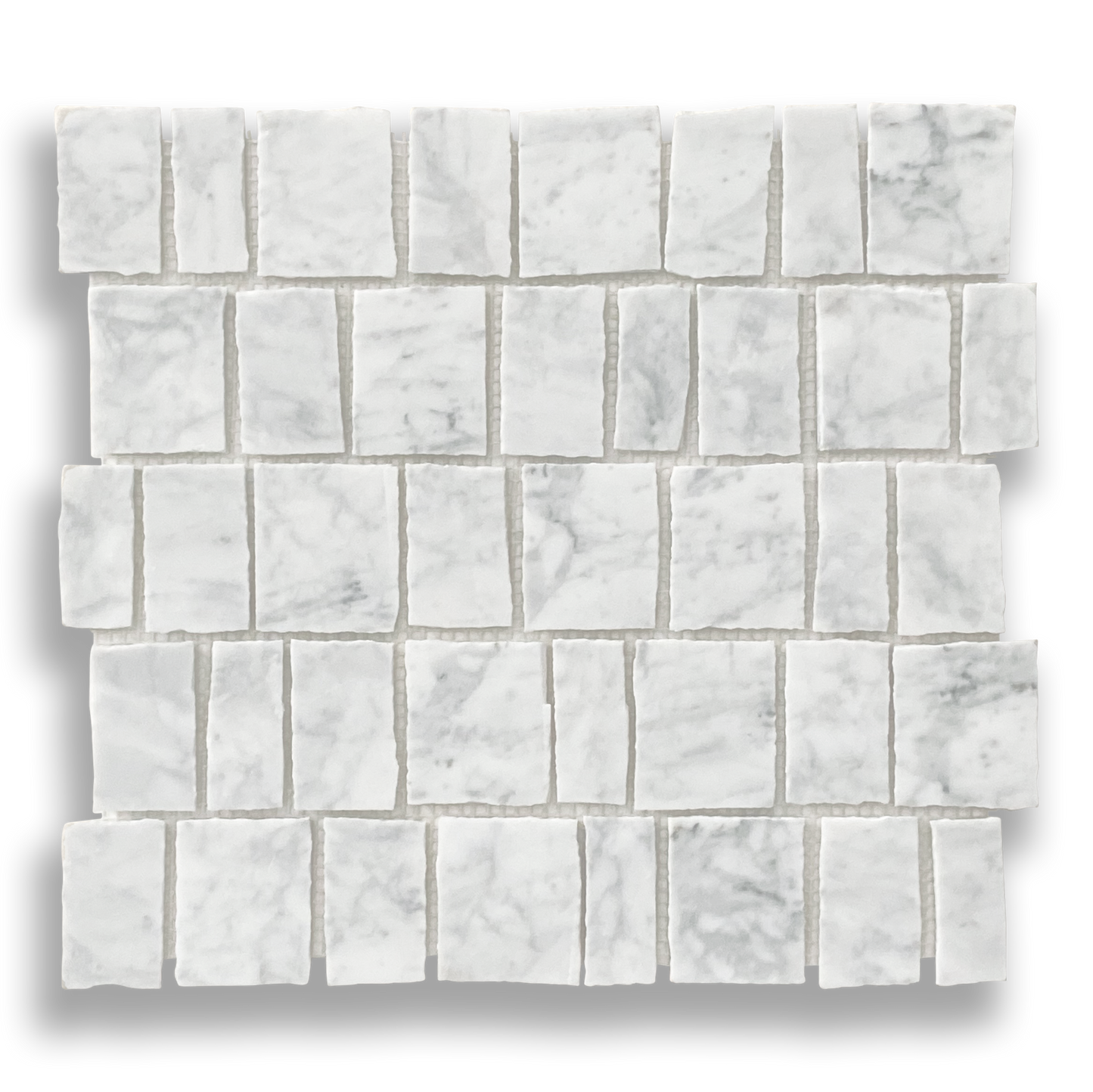 PACIANO CARRARA NATURAL STONE ARTISAN CUT MOSAIC TILE