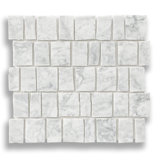 PACIANO CARRARA NATURAL STONE ARTISAN CUT MOSAIC TILE