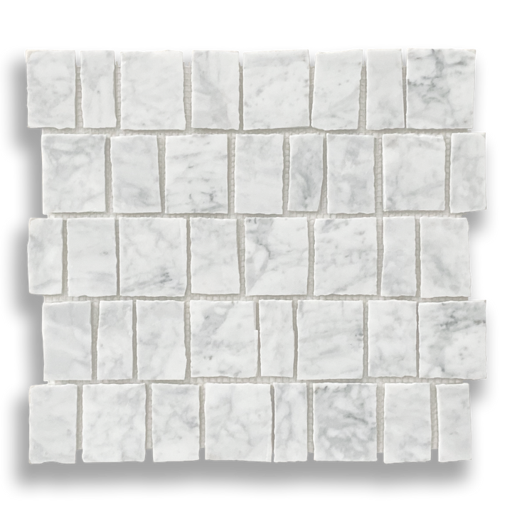 PACIANO CARRARA NATURAL STONE ARTISAN CUT MOSAIC TILE