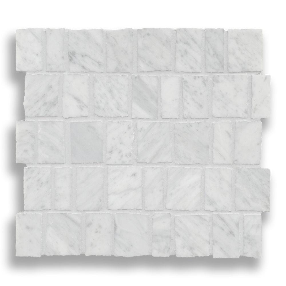 PACIANO CARRARA NATURAL STONE ARTISAN CUT MOSAIC TILE