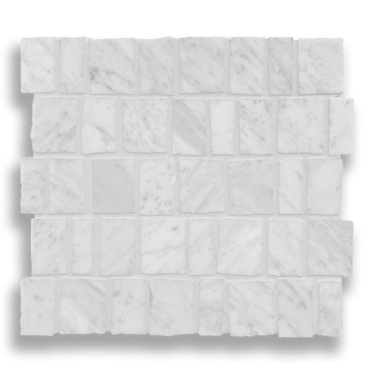 PACIANO CARRARA NATURAL STONE ARTISAN CUT MOSAIC TILE