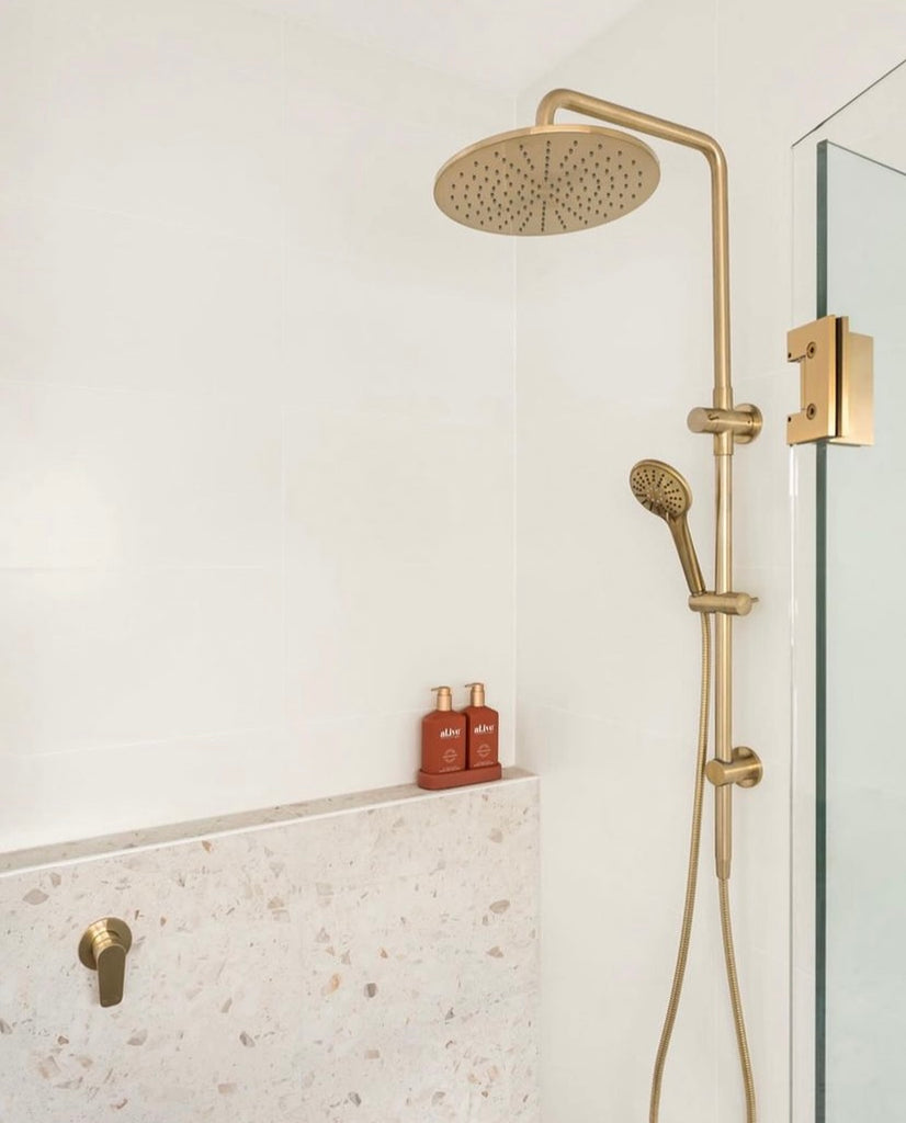 ROUND COMBINATION SHOWER RAIL 300MM ROSE, THREE FUNCTION HAND SHOWER