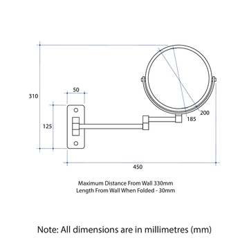 R16SMB 1&5x Magnification Mirror – Matt Black