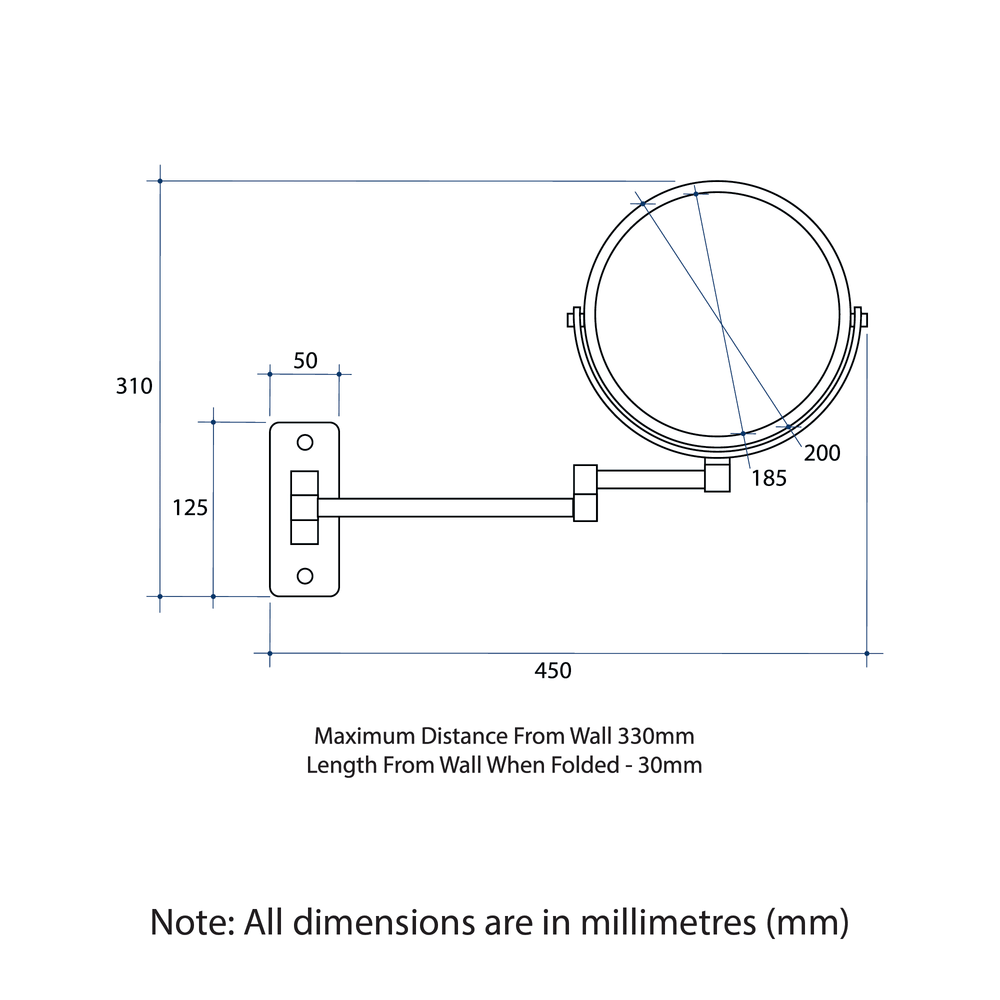 R16SMBB 1&5x Magnification Brushed Brass Mirror