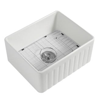 Roccia Fine Fireclay Farmhouse Buttler Sink 610mm LK-S-RFFC610 — Gloss White, Fireclay & Ceramic, Kitchen Sinks