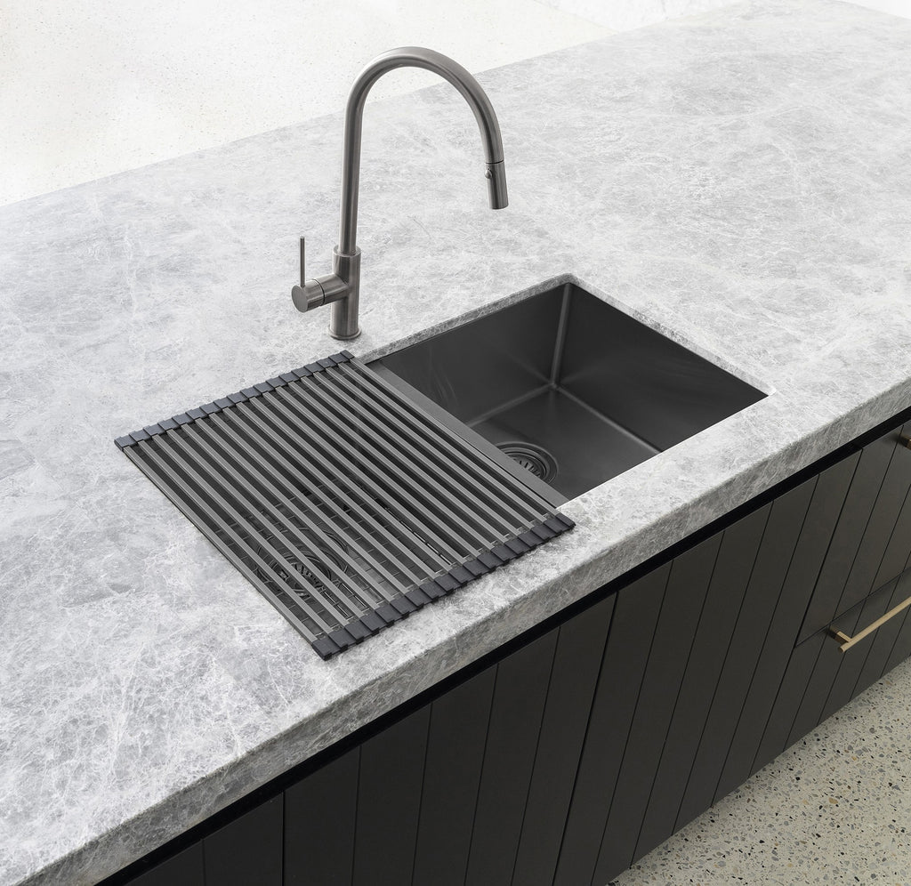 LAVELLO STAINLESS STEEL ROLLING MAT PROTECTOR GUNMETAL BLACK