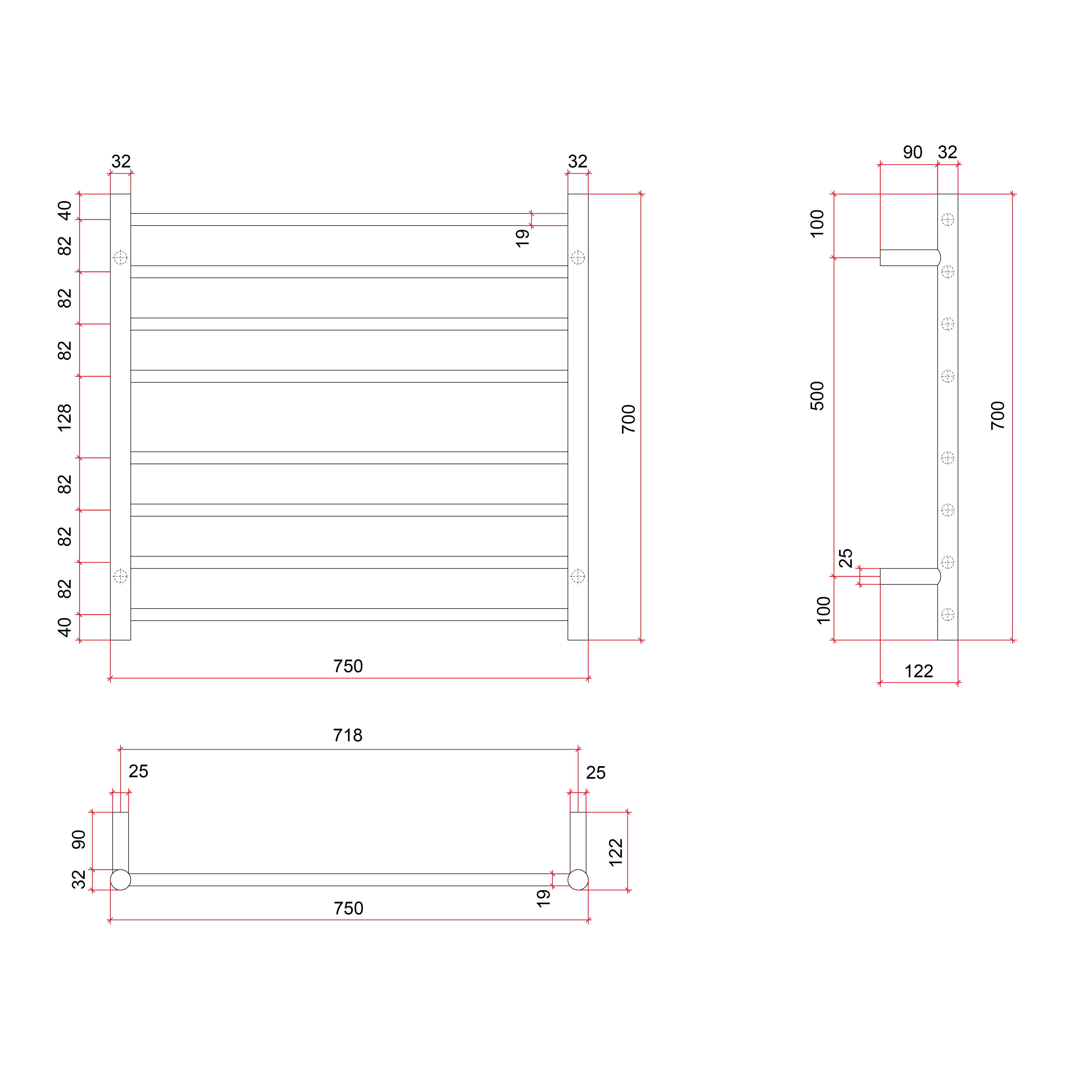 SR33MBN Brushed Nickel Round Ladder Heated Towel Rail