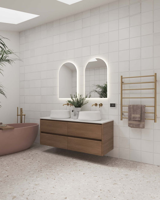 SR44MBB Brushed Brass Round Ladder Heated Towel Rail