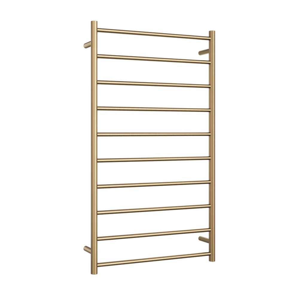 SR69MBB Brushed Brass Straight Round Heated Ladder Rail