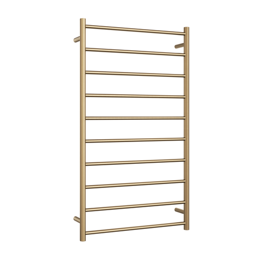 SR69MBB Brushed Brass Straight Round Heated Ladder Rail