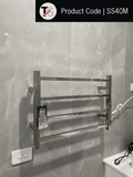 SS40M Straight Square Polished Ladder Heated Towel Rail