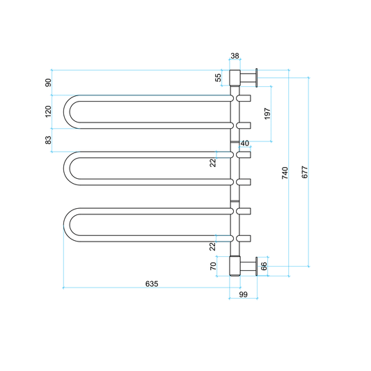 SV43 Straight Round Swivel Polished Heated Towel Rail