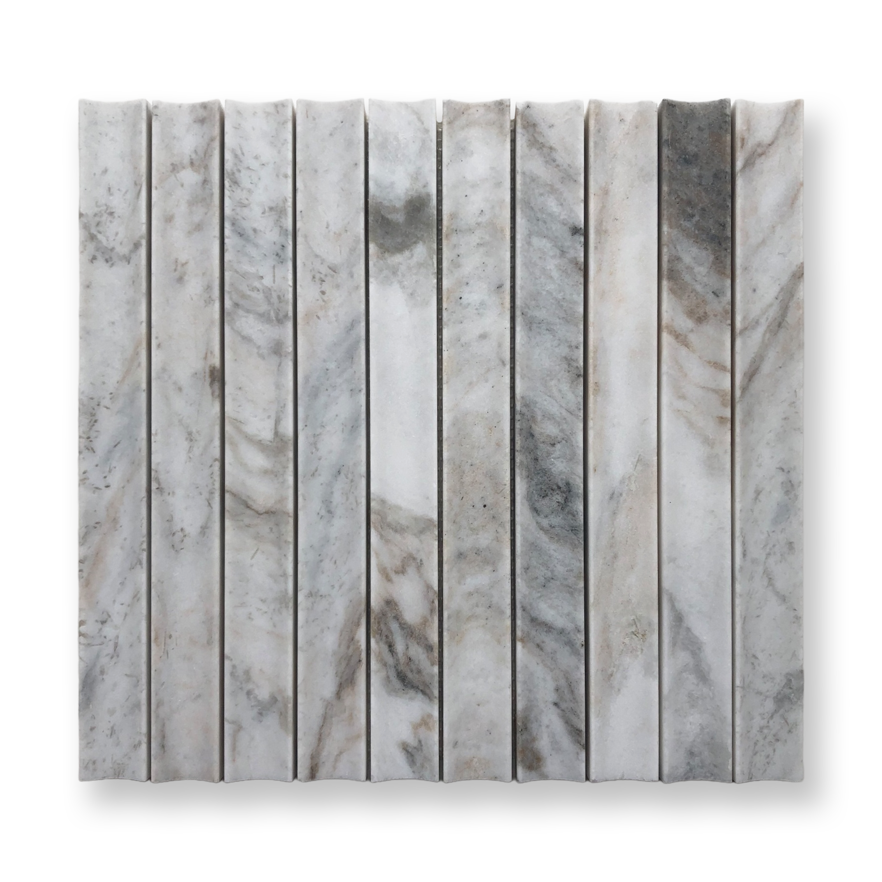Tamarama Bianco Oro Marble Concave Flute Mosaic Tile