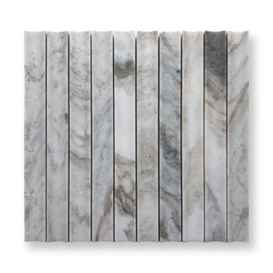 Tamarama Bianco Oro Marble Concave Flute Mosaic Tile