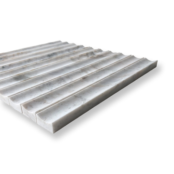 Tamarama Bianco Oro Marble Concave Flute Mosaic Tile