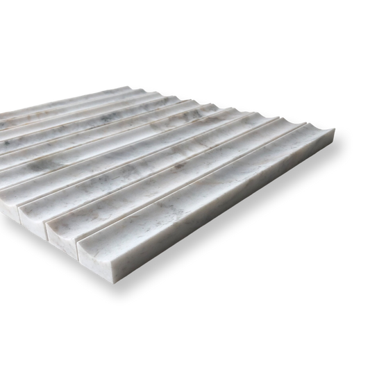Tamarama Bianco Oro Marble Concave Flute Mosaic Tile