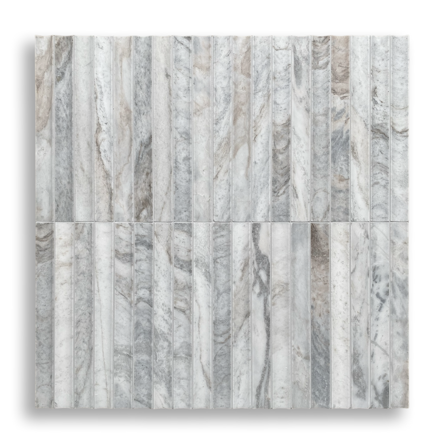 Tamarama Bianco Oro Marble Concave Flute Mosaic Tile