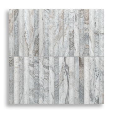 Tamarama Bianco Oro Marble Concave Flute Mosaic Tile